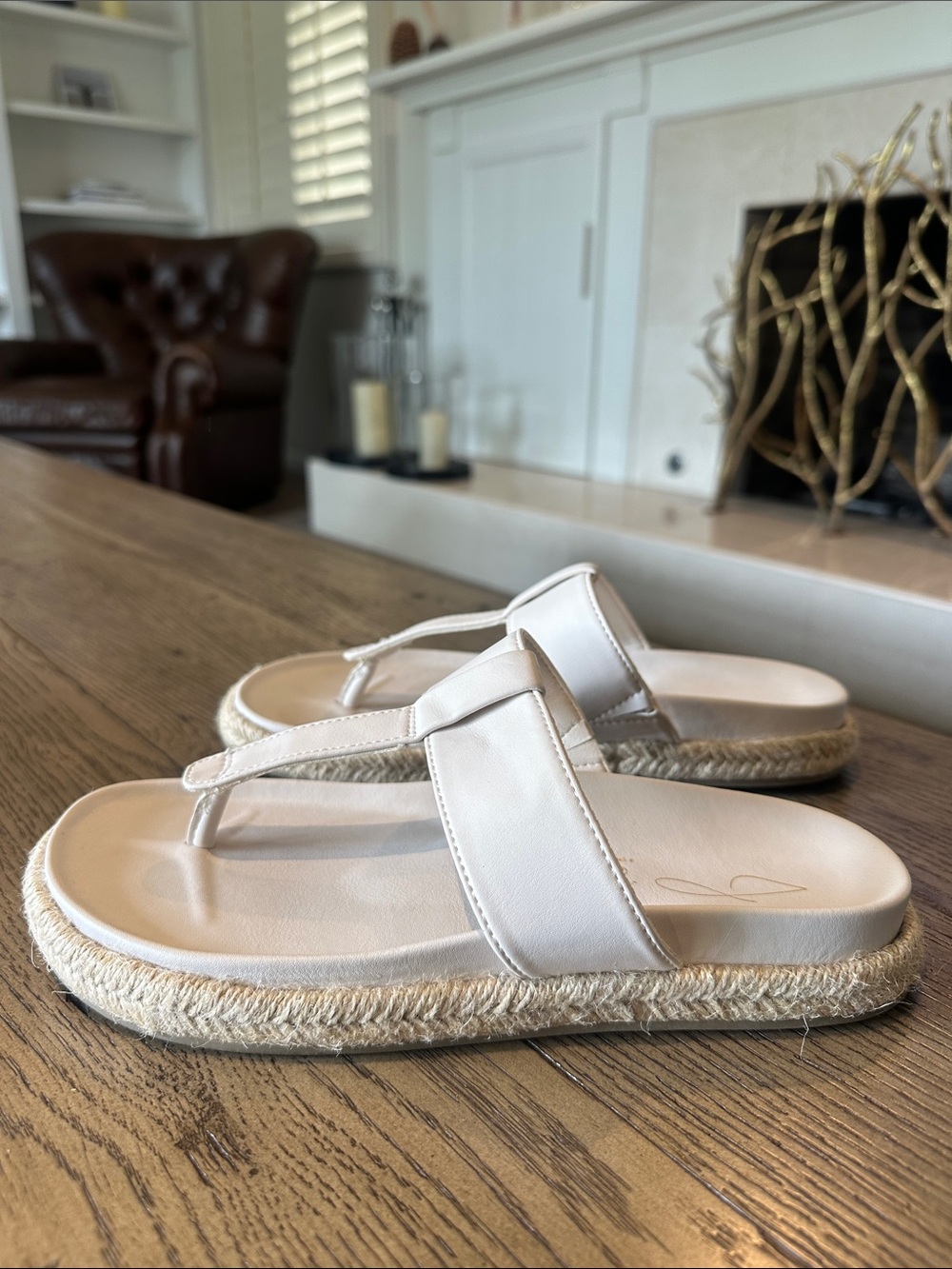 Joie Cream Espadrille Thong Sandals